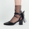 image:imageAnkis White Wedding Heels Black Closed Toe Pearl Heels with Ankle StrapBlack Pu