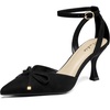 image:imageAnkis Closed Toe Kitten Heels for Women Bow Stiletto Heel Pumps Dress Wedding Party ShoesBlack Suede