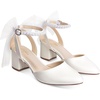 image:imageAnkis White Wedding Heels Black Closed Toe Pearl Heels with Ankle StrapWhite Pu
