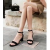 image:imageAnkis Black Nude Silver Low Women Heels 225 Block Chunky Open Toe Classic Ankle Strap Sandal Shoes for Bridal Wedding Dressy Prom Daily Party 2026Black Suede