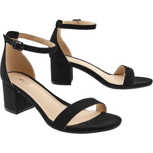 image:imageAnkis Black Nude Silver Low Women Heels 225 Block Chunky Open Toe Classic Ankle Strap Sandal Shoes for Bridal Wedding Dressy Prom Daily Party 2026Black Suede