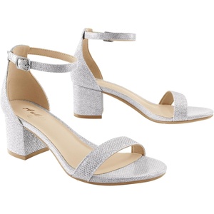 image:imageAnkis Black Nude Silver Low Women Heels 225 Block Chunky Open Toe Classic Ankle Strap Sandal Shoes for Bridal Wedding Dressy Prom Daily Party 2026Silver Glitter