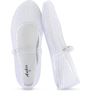 image:imageAnkis Womens Mary Jane Ballet Flats Mesh Jelly Fishnet SandalsJelly Clear