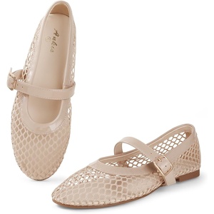 image:imageAnkis Womens Mary Jane Ballet Flats Mesh Jelly Fishnet SandalsNude
