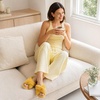 image:imageAnkis Memory Foam Fuzzy Slippers for WomenOpen Toe House Shoes  Faux Fur Cross BandIndoor Outdoor Slippers AntiSlip Comfy Cozy Fluffy Gifts for Women Mom Bride BridesmaidsYellow