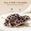image:imageAnkis Memory Foam Fuzzy Slippers for WomenOpen Toe House Shoes  Faux Fur Cross BandIndoor Outdoor Slippers AntiSlip Comfy Cozy Fluffy Gifts for Women Mom Bride BridesmaidsPink Leopard