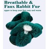 image:imageAnkis Memory Foam Fuzzy Slippers for WomenOpen Toe House Shoes  Faux Fur Cross BandIndoor Outdoor Slippers AntiSlip Comfy Cozy Fluffy Gifts for Women Mom Bride BridesmaidsDark Green