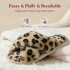 image:imageAnkis Memory Foam Fuzzy Slippers for WomenOpen Toe House Shoes  Faux Fur Cross BandIndoor Outdoor Slippers AntiSlip Comfy Cozy Fluffy Gifts for Women Mom Bride BridesmaidsLeopard Brown