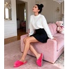 image:imageAnkis Memory Foam Fuzzy Slippers for WomenOpen Toe House Shoes  Faux Fur Cross BandIndoor Outdoor Slippers AntiSlip Comfy Cozy Fluffy Gifts for Women Mom Bride BridesmaidsHot Pink