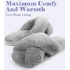image:imageAnkis Memory Foam Fuzzy Slippers for WomenOpen Toe House Shoes  Faux Fur Cross BandIndoor Outdoor Slippers AntiSlip Comfy Cozy Fluffy Gifts for Women Mom Bride BridesmaidsGrey
