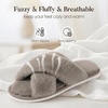 image:imageAnkis Memory Foam Fuzzy Slippers for WomenOpen Toe House Shoes  Faux Fur Cross BandIndoor Outdoor Slippers AntiSlip Comfy Cozy Fluffy Gifts for Women Mom Bride BridesmaidsLight Coffee