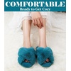 image:imageAnkis Memory Foam Fuzzy Slippers for WomenOpen Toe House Shoes  Faux Fur Cross BandIndoor Outdoor Slippers AntiSlip Comfy Cozy Fluffy Gifts for Women Mom Bride BridesmaidsGreen