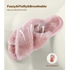 image:imageAnkis Memory Foam Fuzzy Slippers for WomenOpen Toe House Shoes  Faux Fur Cross BandIndoor Outdoor Slippers AntiSlip Comfy Cozy Fluffy Gifts for Women Mom Bride BridesmaidsDusty Pink