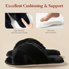 image:imageAnkis Memory Foam Fuzzy Slippers for WomenOpen Toe House Shoes  Faux Fur Cross BandIndoor Outdoor Slippers AntiSlip Comfy Cozy Fluffy Gifts for Women Mom Bride BridesmaidsBlack