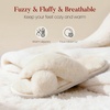 image:imageAnkis Memory Foam Fuzzy Slippers for WomenOpen Toe House Shoes  Faux Fur Cross BandIndoor Outdoor Slippers AntiSlip Comfy Cozy Fluffy Gifts for Women Mom Bride BridesmaidsWhite