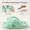 image:imageAnkis Memory Foam Fuzzy Slippers for WomenOpen Toe House Shoes  Faux Fur Cross BandIndoor Outdoor Slippers AntiSlip Comfy Cozy Fluffy Gifts for Women Mom Bride BridesmaidsMint Green