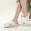image:imageAnkis Memory Foam Fuzzy Slippers for WomenOpen Toe House Shoes  Faux Fur Cross BandIndoor Outdoor Slippers AntiSlip Comfy Cozy Fluffy Gifts for Women Mom Bride BridesmaidsPure White