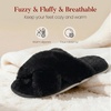 image:imageAnkis Memory Foam Fuzzy Slippers for WomenOpen Toe House Shoes  Faux Fur Cross BandIndoor Outdoor Slippers AntiSlip Comfy Cozy Fluffy Gifts for Women Mom Bride BridesmaidsBlack