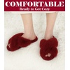 image:imageAnkis Memory Foam Fuzzy Slippers for WomenOpen Toe House Shoes  Faux Fur Cross BandIndoor Outdoor Slippers AntiSlip Comfy Cozy Fluffy Gifts for Women Mom Bride BridesmaidsRed