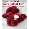 image:imageAnkis Memory Foam Fuzzy Slippers for WomenOpen Toe House Shoes  Faux Fur Cross BandIndoor Outdoor Slippers AntiSlip Comfy Cozy Fluffy Gifts for Women Mom Bride BridesmaidsRed