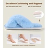 image:imageAnkis Memory Foam Fuzzy Slippers for WomenOpen Toe House Shoes  Faux Fur Cross BandIndoor Outdoor Slippers AntiSlip Comfy Cozy Fluffy Gifts for Women Mom Bride BridesmaidsBlue