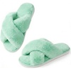 image:imageAnkis Memory Foam Fuzzy Slippers for WomenOpen Toe House Shoes  Faux Fur Cross BandIndoor Outdoor Slippers AntiSlip Comfy Cozy Fluffy Gifts for Women Mom Bride BridesmaidsMint Green