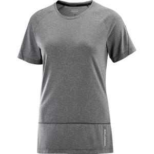 imageSalomon Womens Cross Run QuickDrying Short Sleeve Workout Tee for Road RunningDeep Black  Heather