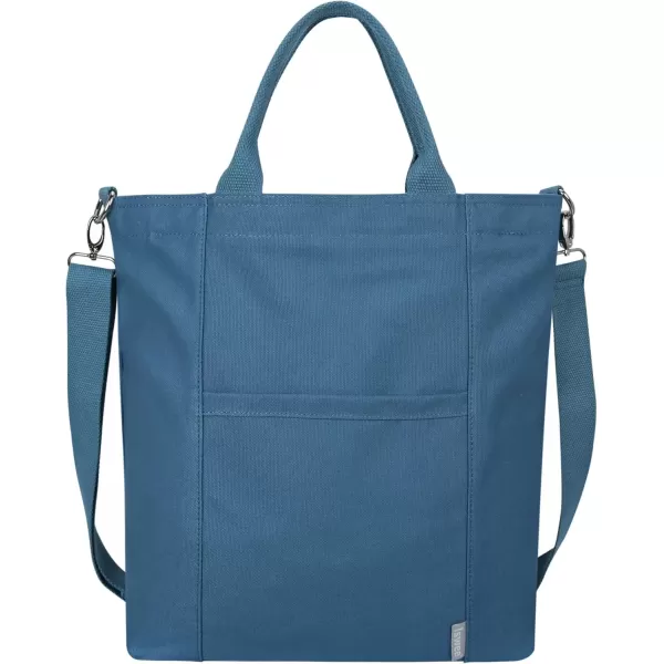 imageIswee Canvas Tote Bag with Zipper Multi Pockets Tote Purse for Women Fashion Crossbody Tote Shoulder Bag Handbag Everyday BagBlueiuu007