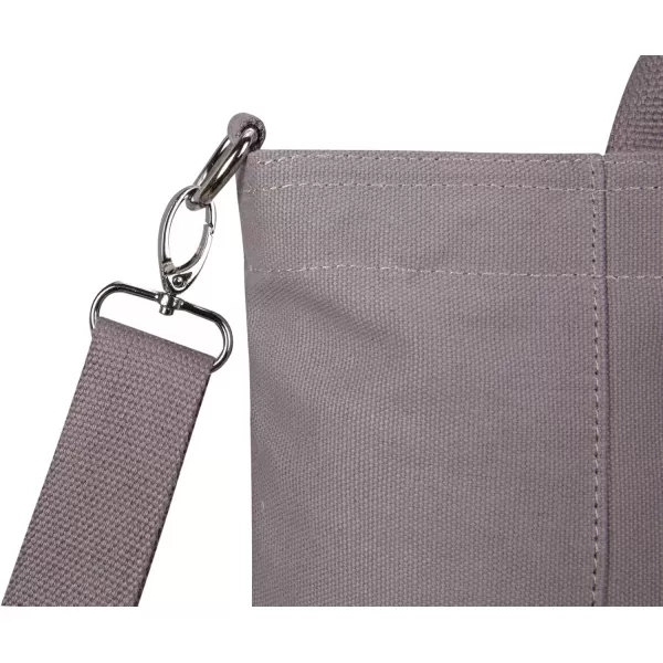imageIswee Canvas Tote Bag with Zipper Multi Pockets Tote Purse for Women Fashion Crossbody Tote Shoulder Bag Handbag Everyday BagGrey