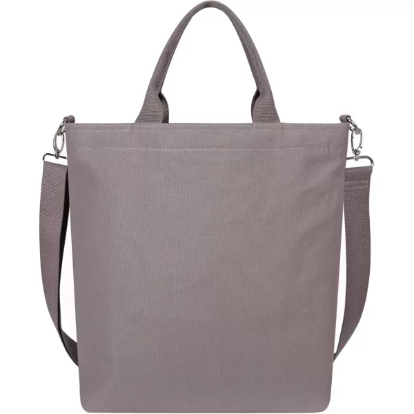 imageIswee Canvas Tote Bag with Zipper Multi Pockets Tote Purse for Women Fashion Crossbody Tote Shoulder Bag Handbag Everyday BagGrey