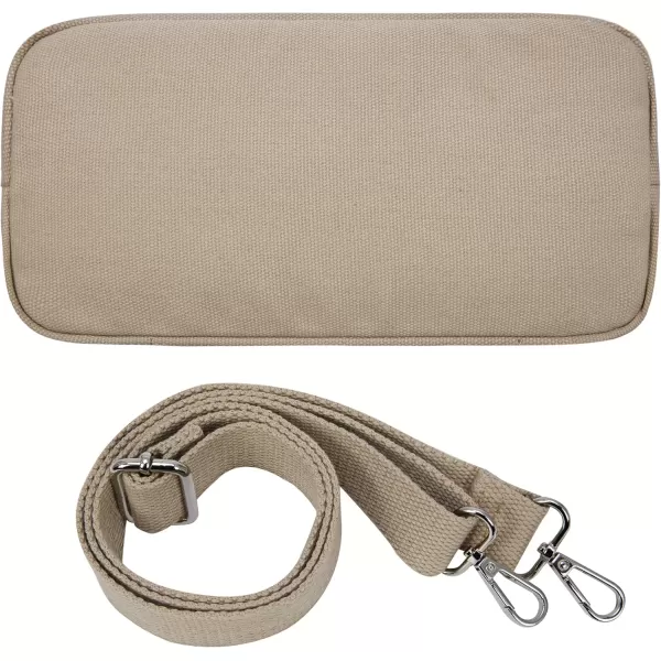 imageIswee Canvas Tote Bag with Zipper Multi Pockets Tote Purse for Women Fashion Crossbody Tote Shoulder Bag Handbag Everyday BagKhaki