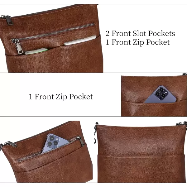 imageIswee Crossbody Bag for Women Leather Purses Fashion Designer HandbagsDark Brown