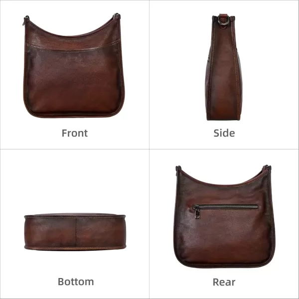 imageIswee Crossbody Bags for Women Genuine Leather Purses Vintage Shoulder Handbags Travel Cross Body Bag with Boho StrapCoffee