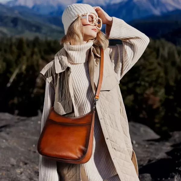 imageIswee Crossbody Bags for Women Genuine Leather Purses Vintage Shoulder Handbags Travel Cross Body Bag with Boho StrapCoffee