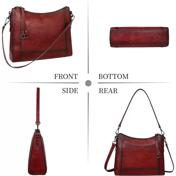 imageIswee Genuine Leather Crossbody Bags for Women Satchel Purse Hobo Handbag Ladies Vintage Shoulder Bag WorkWine