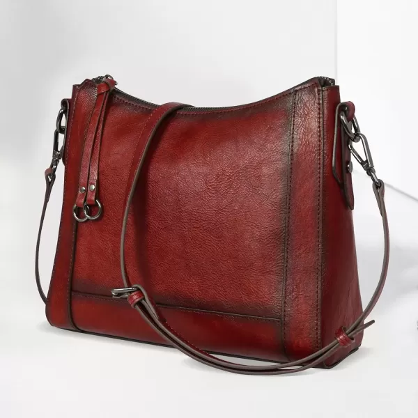 imageIswee Genuine Leather Crossbody Bags for Women Satchel Purse Hobo Handbag Ladies Vintage Shoulder Bag WorkWine