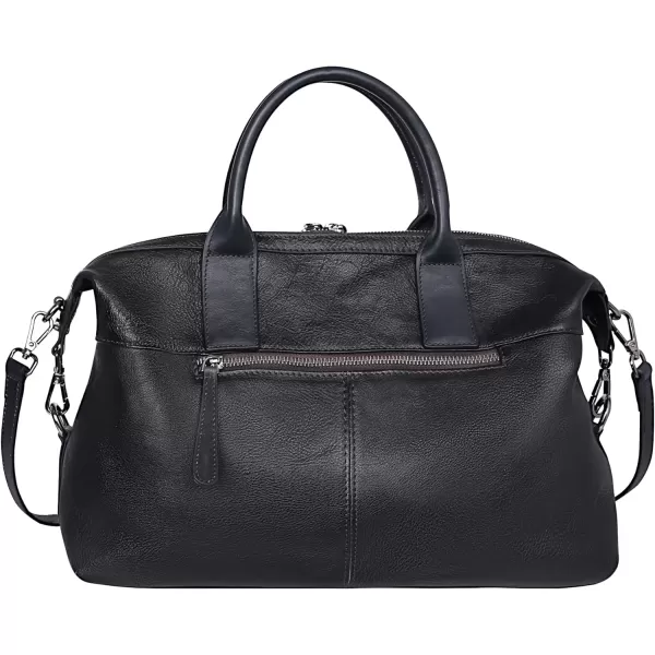 imageIswee Genuine Leather Satchel Tote Bag Top Handle Handbag Designer Shoulder Bag Large Capacity Cross Body BagBlack