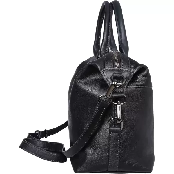 imageIswee Genuine Leather Satchel Tote Bag Top Handle Handbag Designer Shoulder Bag Large Capacity Cross Body BagBlack