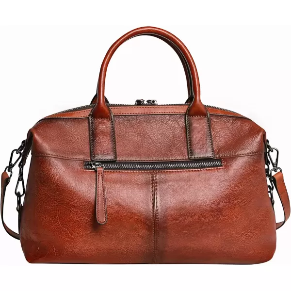 imageIswee Genuine Leather Satchel Tote Bag Top Handle Handbag Designer Shoulder Bag Large Capacity Cross Body BagBrown