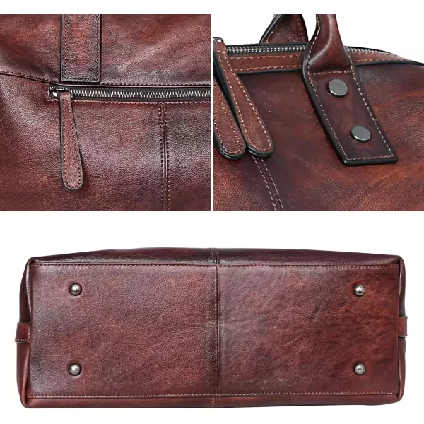 imageIswee Genuine Leather Satchel Tote Bag Top Handle Handbag Designer Shoulder Bag Large Capacity Cross Body BagCoffee