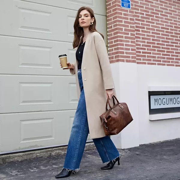 imageIswee Genuine Leather Satchel Tote Bag Top Handle Handbag Designer Shoulder Bag Large Capacity Cross Body BagCoffee