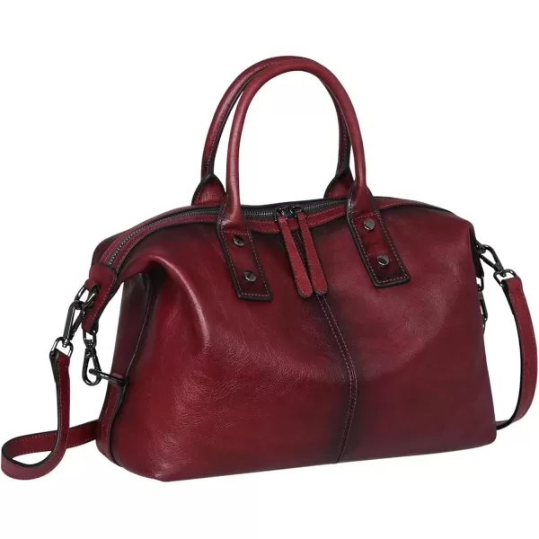imageIswee Genuine Leather Satchel Tote Bag Top Handle Handbag Designer Shoulder Bag Large Capacity Cross Body BagWine