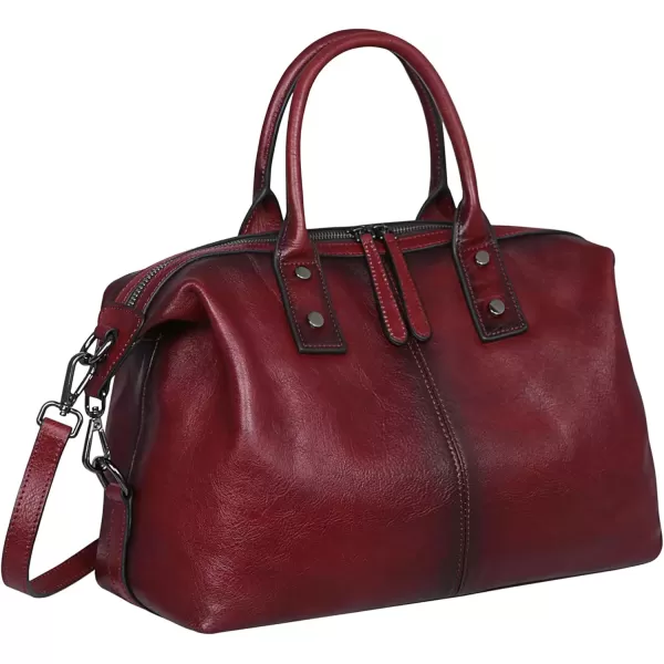 imageIswee Genuine Leather Satchel Tote Bag Top Handle Handbag Designer Shoulder Bag Large Capacity Cross Body BagWine