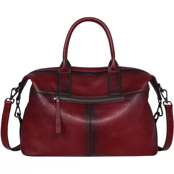 imageIswee Genuine Leather Satchel Tote Bag Top Handle Handbag Designer Shoulder Bag Large Capacity Cross Body BagWine
