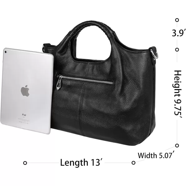 imageIswee Genuine Leather Top Handle Purse Satchel Bag Designer Shoulder Bag Tote Ladies Crossbody Bag for WomenBlack