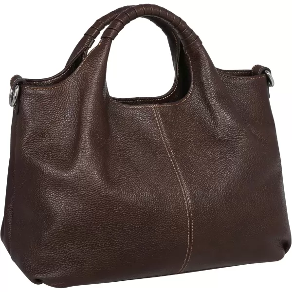 imageIswee Genuine Leather Top Handle Purse Satchel Bag Designer Shoulder Bag Tote Ladies Crossbody Bag for WomenCoffee