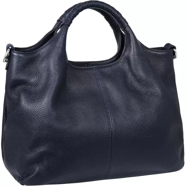 imageIswee Genuine Leather Top Handle Purse Satchel Bag Designer Shoulder Bag Tote Ladies Crossbody Bag for WomenNavy Blue