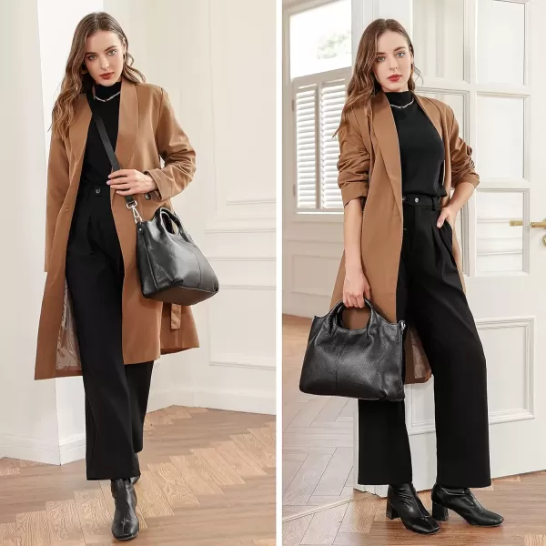 imageIswee Genuine Leather Top Handle Purse Satchel Bag Designer Shoulder Bag Tote Ladies Crossbody Bag for WomenNavy Blue