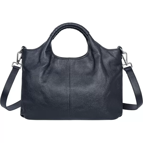 imageIswee Genuine Leather Top Handle Purse Satchel Bag Designer Shoulder Bag Tote Ladies Crossbody Bag for WomenNavy Blue