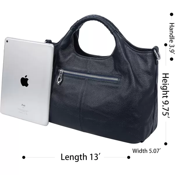 imageIswee Genuine Leather Top Handle Purse Satchel Bag Designer Shoulder Bag Tote Ladies Crossbody Bag for WomenNavy Blue